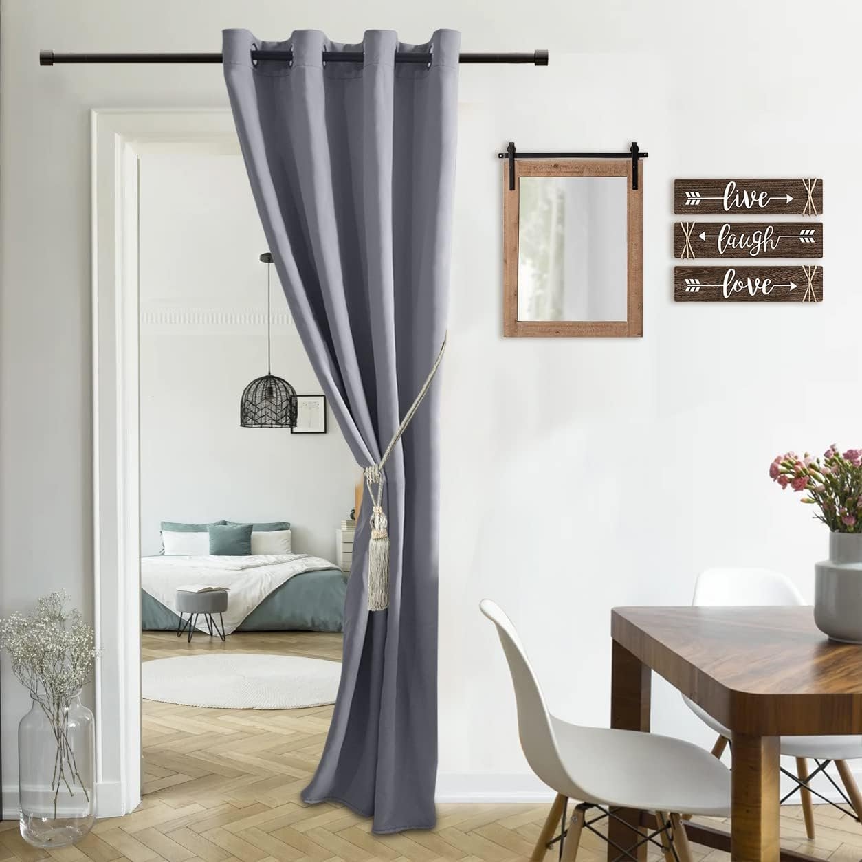 Thermal Blackout Doorway Panel, Room Darkening Privacy Divider for Closets, Front Doors and Sliding Openings, 34 x 80 Inch