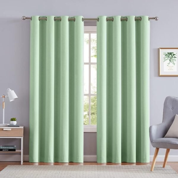 Linen Texture Blackout French Door Panel, Privacy Door Window Cover with Thermal Insulation, 26 x 40 Inch