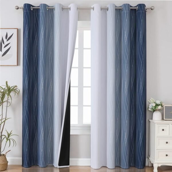 Ombre Style Blackout Door Panels, Full Privacy Thermal Door Covers for Living Rooms and Bedrooms, 52 x 84 Inch, 2 Panels