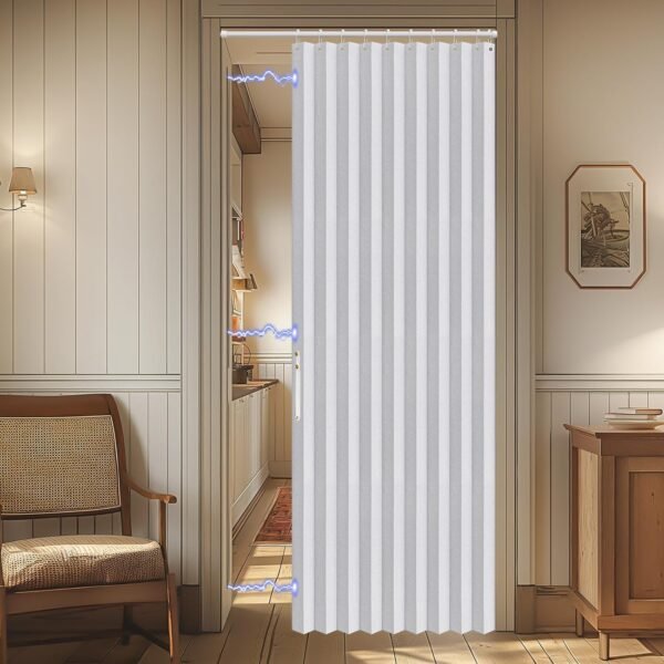 Magnetic Folding Door Panel for Interior Doorways, Full Blackout Privacy Door Divider for Bedroom, Closet and Living Area, 42 x 78 Inch