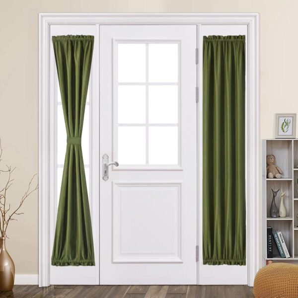 Linen Style French Door Panels, Light Filtering Privacy Door Covers, Set of 2, 24 x 72 Inch