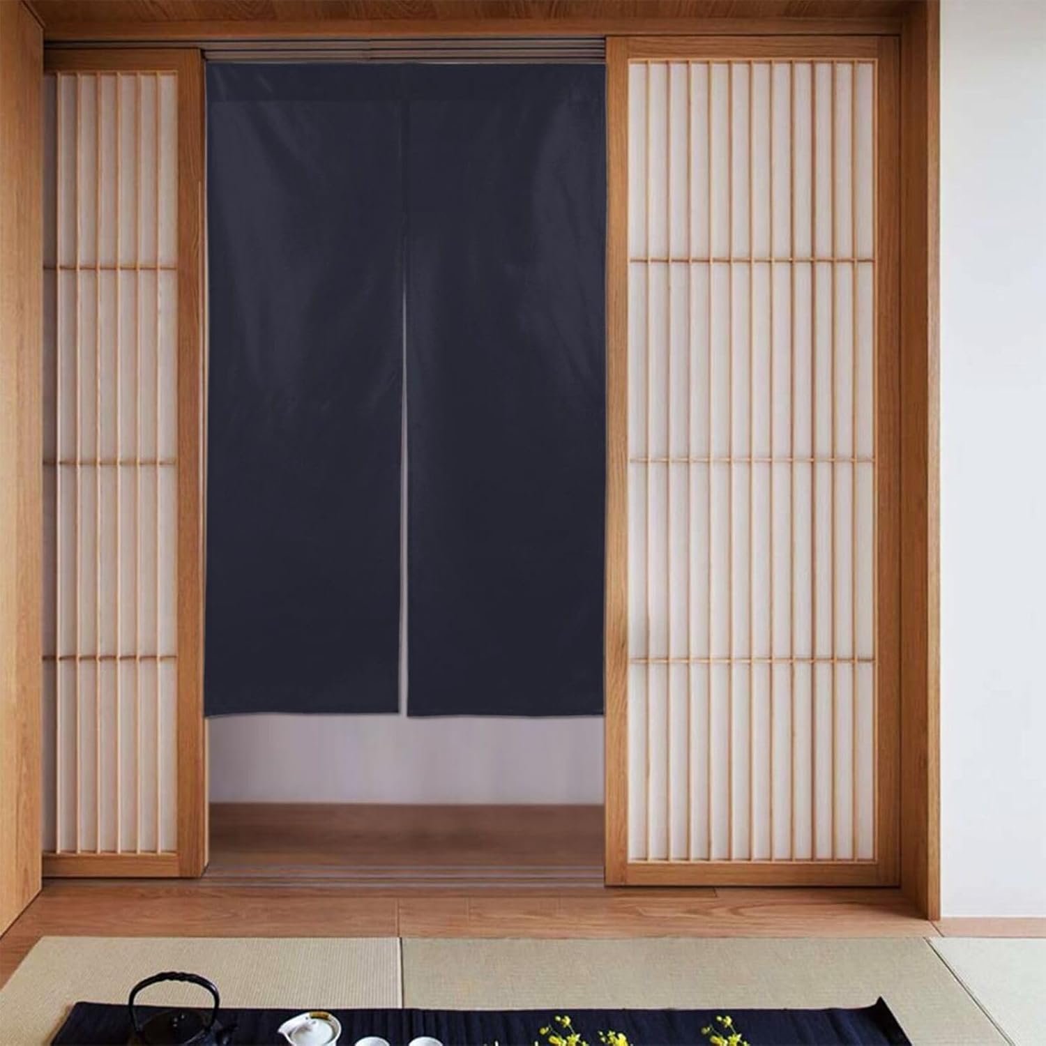 Linen Blend Roll-Up Door Panel, Room Darkening Privacy Door Cover for Sightseeing Windows, 26 x 69 Inch