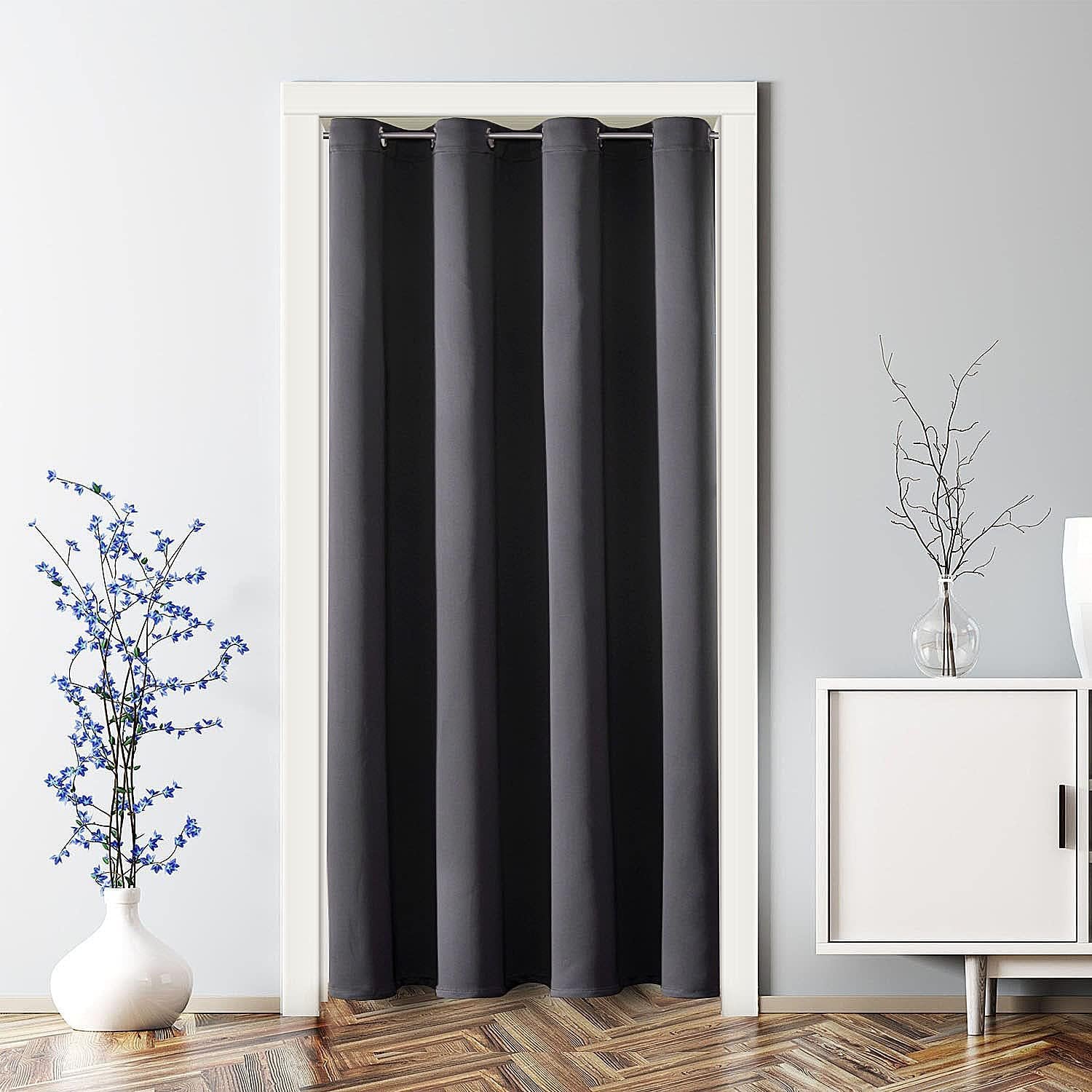 Insulated Blackout Doorway Door Panel for Closets and Open Spaces, Temporary Privacy Room Divider, 34 x 80 Inch, 1 Panel