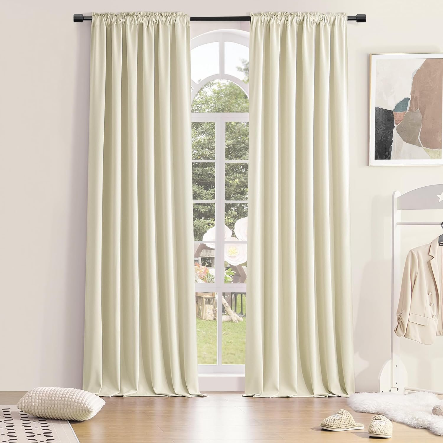 Blackout Doorway Panels, Privacy and Sound Reducing Door Divider for Bedroom and Office, 42 x 80 Inch, 2 Panels