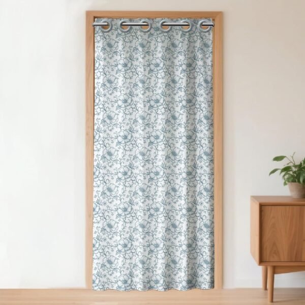 Vintage Floral Door Panel, Decorative Doorway Divider with Hanging Rings for Closets and Bedrooms, 39 x 79 Inch