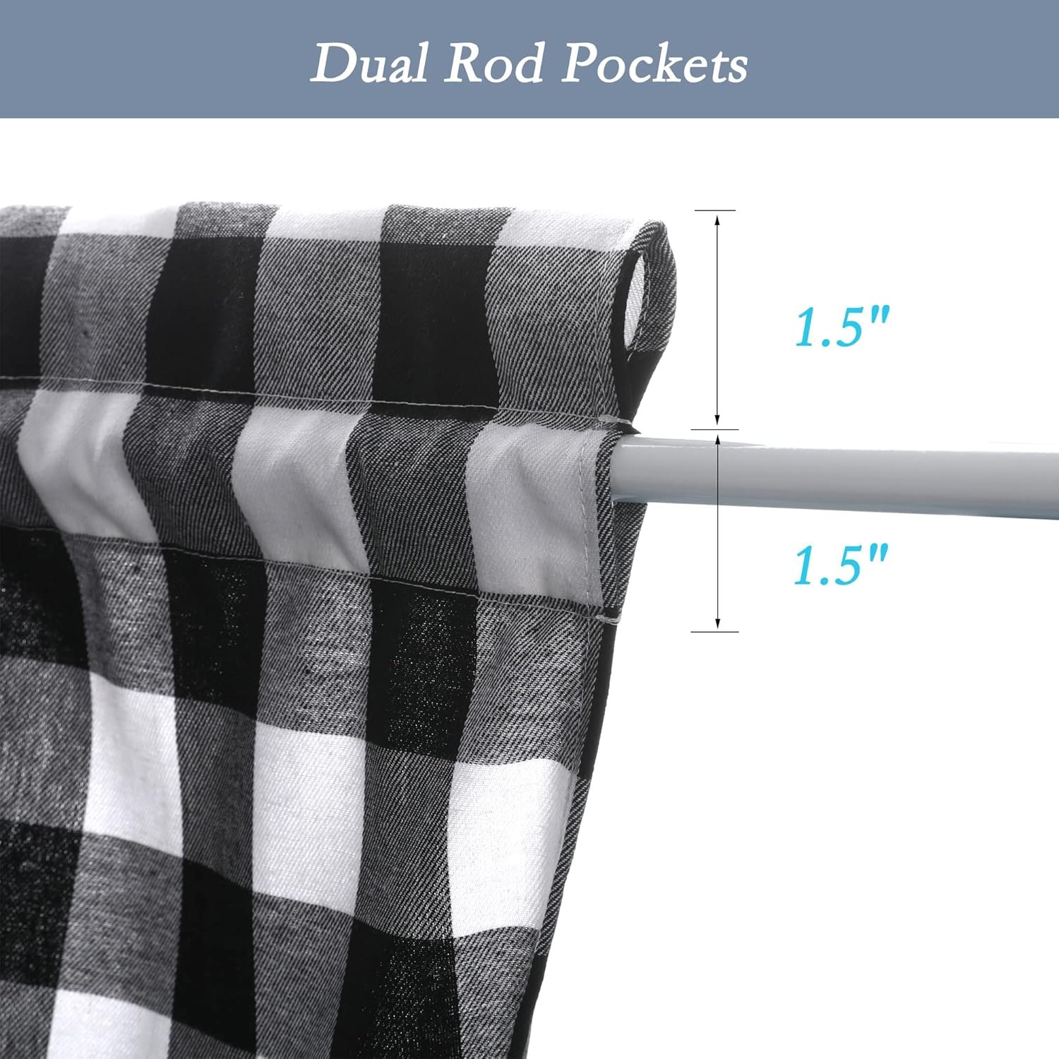Buffalo Plaid French Door Panels with Tiebacks, Decorative Sidelight Door Covers, 25 x 72 Inch, Set of 2 - Image 2
