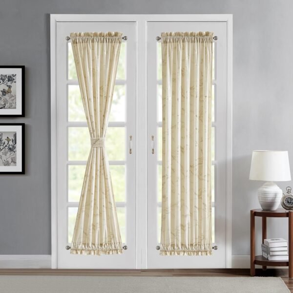 Thermal Door Panel for French Doors and Sidelights, Tie-Up Privacy Door Cover, 25 x 70 Inch